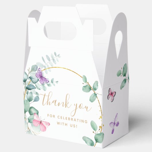 フローラユーカリ蝶の赤ちゃんシャワーありがとう フェイバーボックス (オープン)