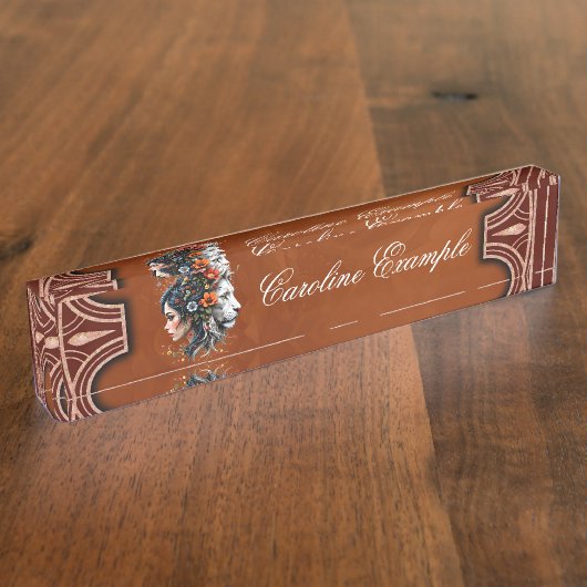 フローラライオンアンドウーマンポートレート デスクネームプレート (側面)