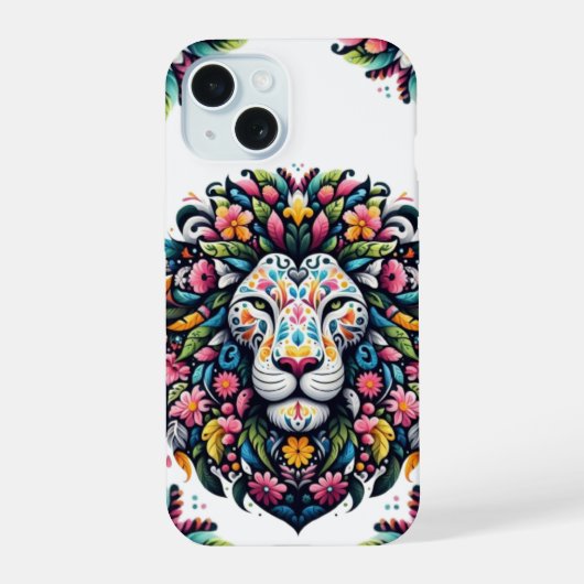 フローラライオンシルエット iPhone 15ケース (裏面)