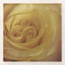 フローラライトイエローローズフォトビューティフルフラワー ガラスコースター