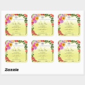 フローラライトイエロー製品ラベルモノグラムロゴ スクエアシール (シート)