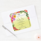 フローラライトイエロー製品ラベルモノグラムロゴ スクエアシール (封筒)