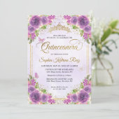 フローラライトパープル金ゴールドグリッタークラウンキンセアニラ 招待状 (スタンド正面)