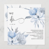 *~*フローラライトブルーブーケAR15 QR RSVP 結婚's 招待状 (正面/裏面)