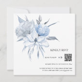 *~*フローラライトブルーブーケAR15 QR RSVP 結婚's 招待状 (裏面)