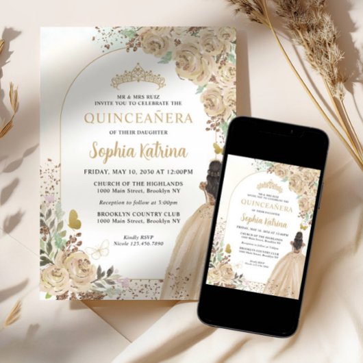 フローラライト金ゴールドプリンセス誕生日キンセアニェラ 招待状