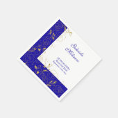 フローララインアエレガントル王室のブルーと金ゴールドパーティー スタンダードカクテルナプキン (角)