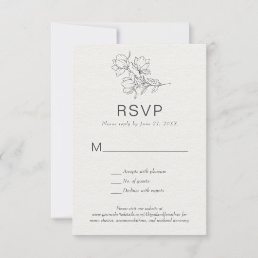 フローララインアシンプルートクラシックアイボリーRSVP 招待状 (正面)