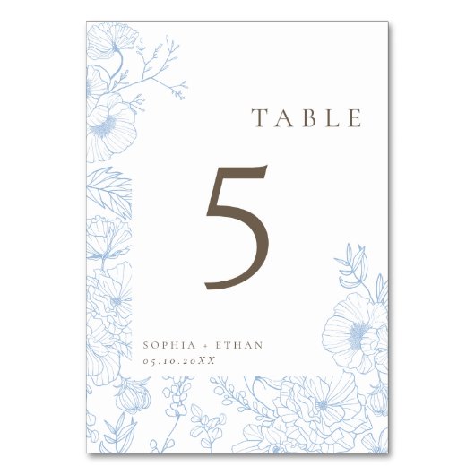フローララインアフランスのートブルー結婚ズ テーブルナンバー (正面)