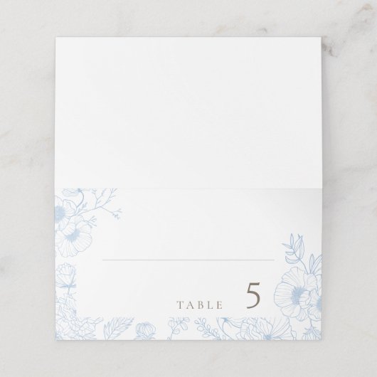 フローララインアフランスのートブルー結婚ズ プレイスカード (外部開封)