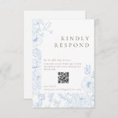 フローララインアフランスのートブルー結婚ズ 出欠カード (正面/裏面)