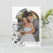 フローララインアートアー結婚チのフォトラブ&感謝してい サンキューカード (スタンド正面)
