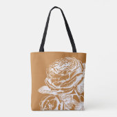 フローララインアートイラストレーションインマスタードイエロー トートバッグ (裏面)