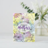 フローララインアートソフトカラーパレットマザーズデイ ポストカード (スタンド正面)