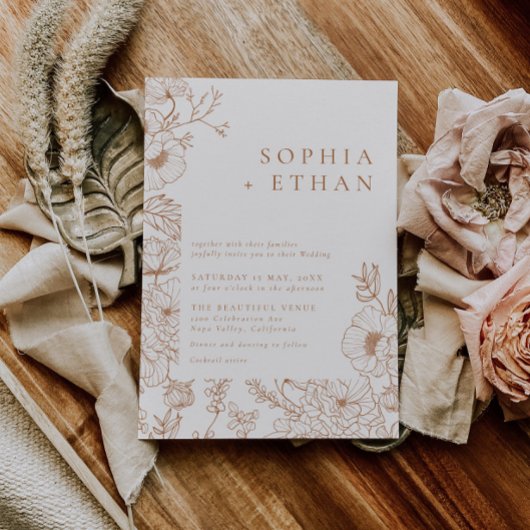 フローララインアートテラコッタ結婚ズ 招待状