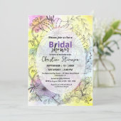 フローララインアートパステルウォーターカラーブライダルシャワー 招待状 (スタンド正面)