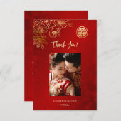 フローララインアートフォト中国の結婚ズ サンキューカード (正面/裏面)