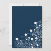 フローララインアートホワイトアンドブルー結婚式招待状 招待状 (裏面)