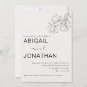 フローララインアートミニマルベスポケアイボリー結婚ズ 招待状 (正面)