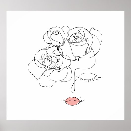 フローララインアートミニマル：女性。 ポスター (正面)