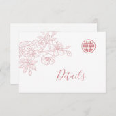 フローララインアート中国の赤面結婚の詳細 エンクロージャーカード (正面/裏面)