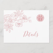 フローララインアート中国の赤面結婚の詳細 エンクロージャーカード (正面)