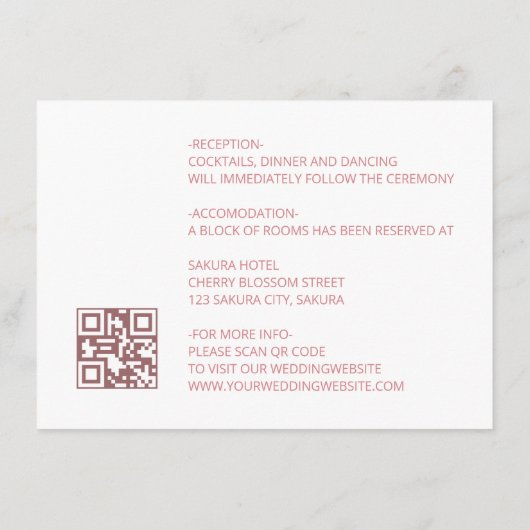 フローララインアート中国の赤面結婚の詳細 エンクロージャーカード (裏面)