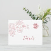 フローララインアート中国の赤面結婚の詳細 エンクロージャーカード (スタンド正面)