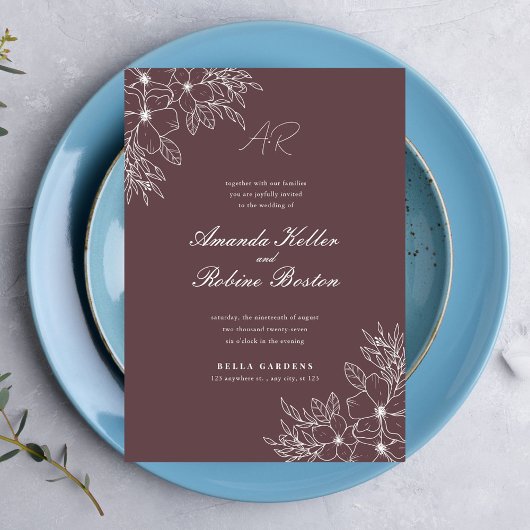 フローララインアート結婚式招待状 招待状