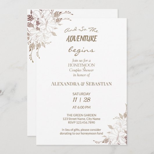 フローララインズグラスハネムーンシャワー招待状 招待状 (正面/裏面)