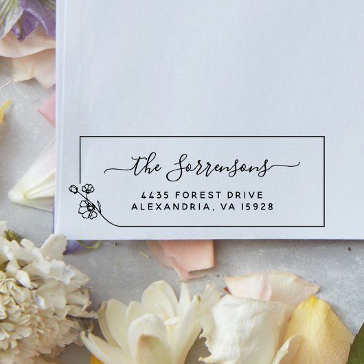 フローララインフレーム名前をカスタムすると差出人住所 ラバースタンプ