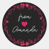 フローララウンドフレームハート名前をカスタムする ラウンドシール (正面)
