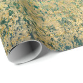 フローララウンドブーケモノグラムグリーン金ゴールド ラッピングペーパー (ロールコーナー)