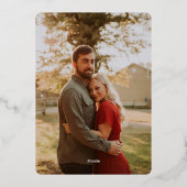 フローララウンドミニマリストグラマラス日付を保存 箔招待状 (裏面)