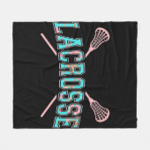 フローララクロスクロススティックLAXガーリーティール（緑がかった色）PInk フリースブランケット (正面(横))