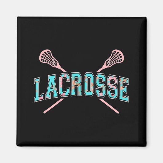 フローララクロスクロススティックLAXガーリーティール（緑がかった色）PInk マグネット (正面)