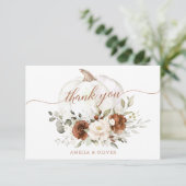 フローララストクリームカボチャ秋の結婚式サンキューユー サンキューカード (スタンド正面)