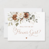 フローララストクリームグリーナリーフラワーガール結婚ズ 招待状 (正面)