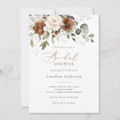 フローララストクリームグリーンブライダルシャワー 招待状 (正面)