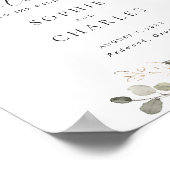 フローララストクリームグリーン結婚リーのウェルカムサイン ポスター (角)