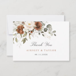 フローララストクリームグリーン結婚リーサンキューカード サンキューカード