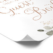 フローララストクリームグリーン結婚リーズゲストブックサイン ポスター (角)