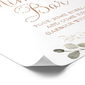 フローララストクリームグリーン結婚リーズミモザバー標識 ポスター (角)