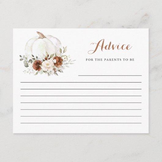 フローララストクリームパンプキンベビーシャワーアドバイスカード エンクロージャーカード (正面)
