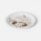 フローララストグリーンリー結婚カボチャの秋イン・ラブ ペーパープレート (アングル)