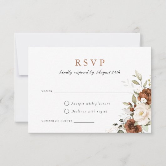 フローララストパンプキングリーナリー秋の結婚式RSVP 招待状 (正面)