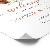 フローララストパンプキン秋の結婚式ウェルカムサイン ポスター (角)