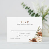 フローララストピーチグリーナリーウェディングRSVPカード 招待状 (スタンド正面)