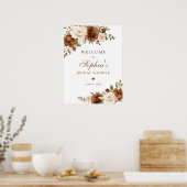 フローララストピーチグリーナリーオレンジブライダルシャワー ポスター (キッチン)