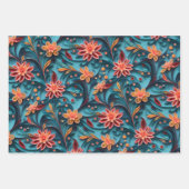 フローララッピング紙フラットシートセット3 ラッピングペーパーシート (正面3)